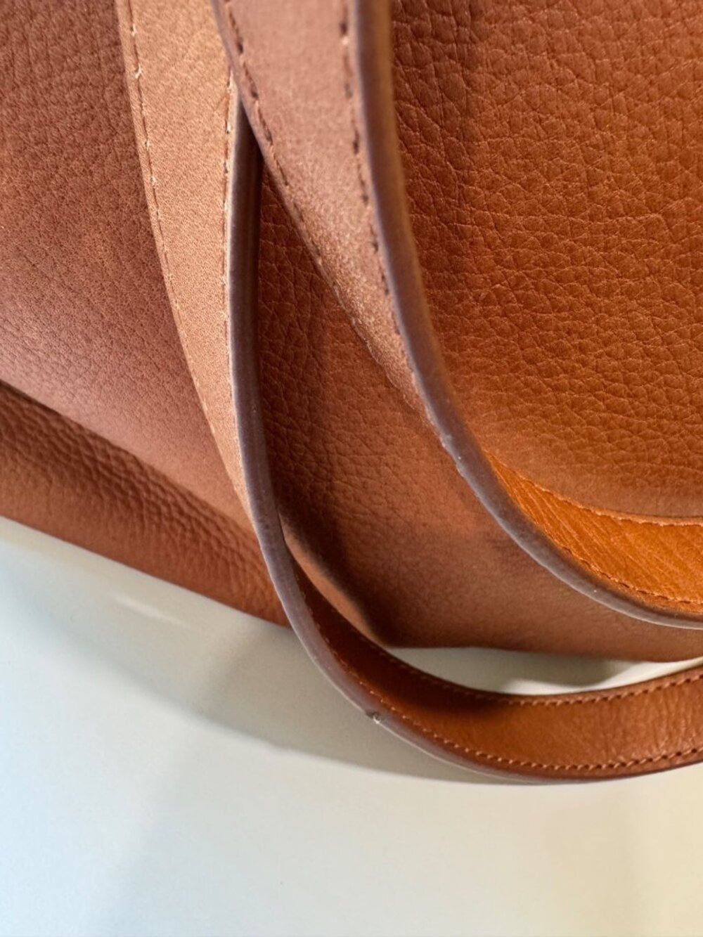 American Leather Co. Liberty Shopper Tote Bag Cognac Brown Genuine Leather - Picture 8 of 16